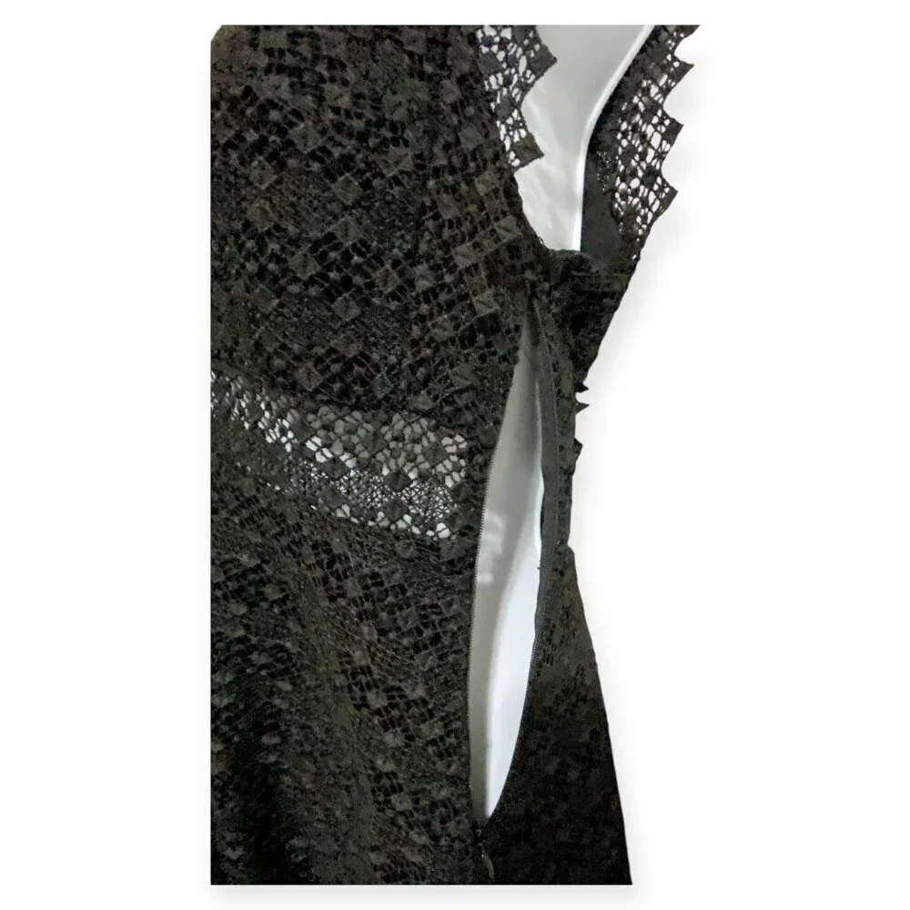 Sandro Lindsey black pinked crocheted dress, Size 3/L - Picture 11 of 15